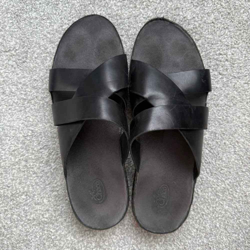 Chaco Womens Leather Black Sandals 10